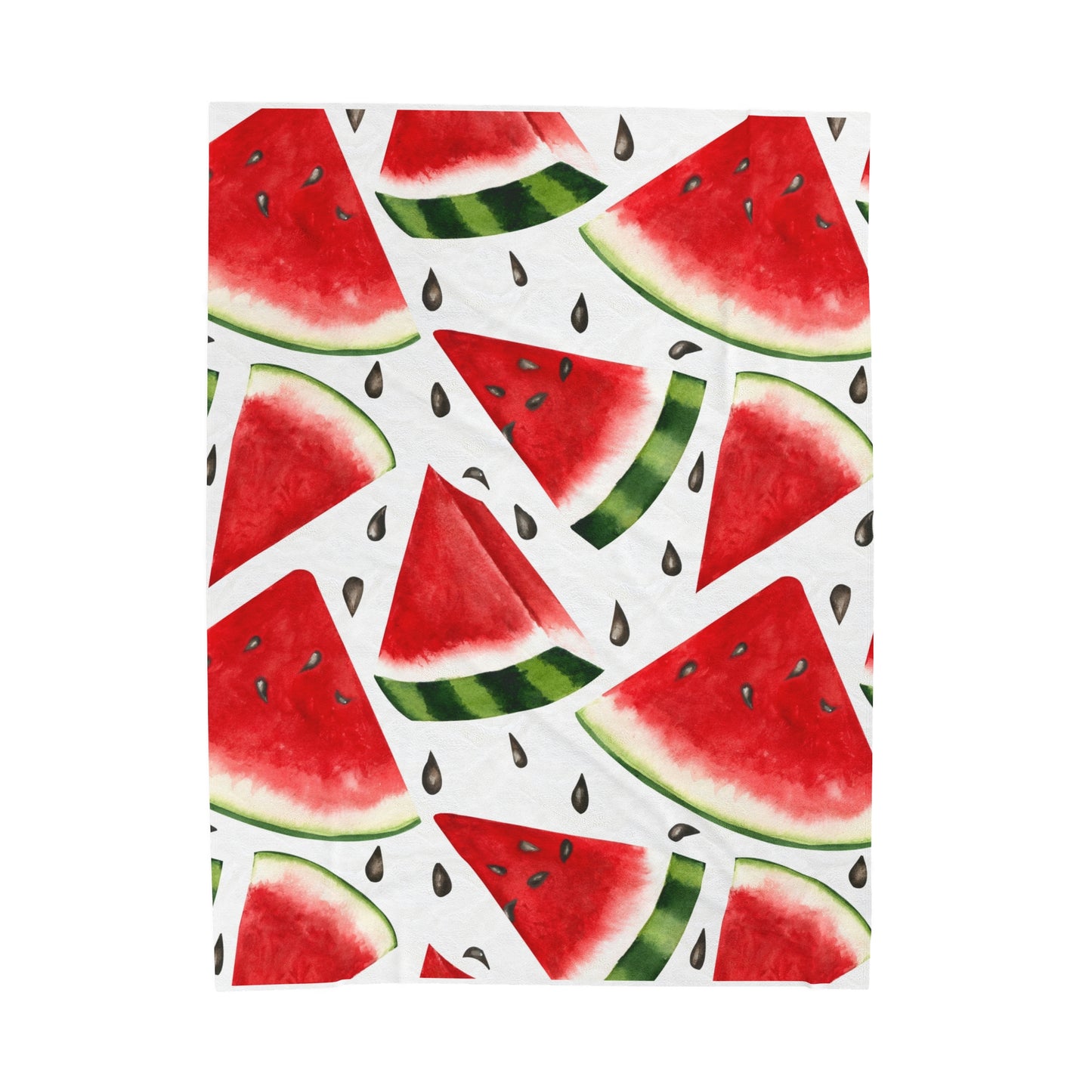 Watercolor Watermelons Velveteen Plush Blanket