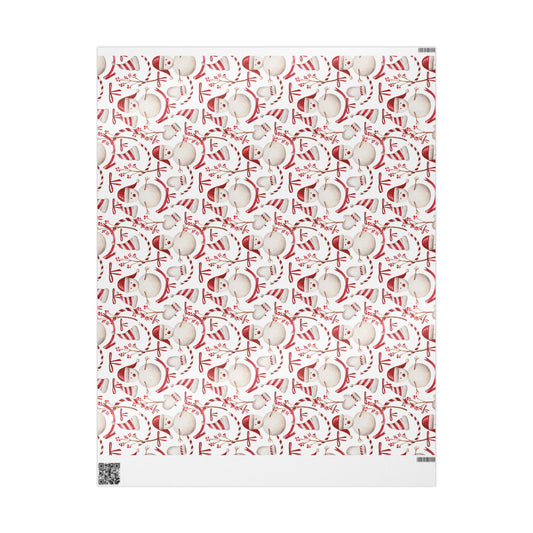 Happy Snowmen Red Wrapping Paper