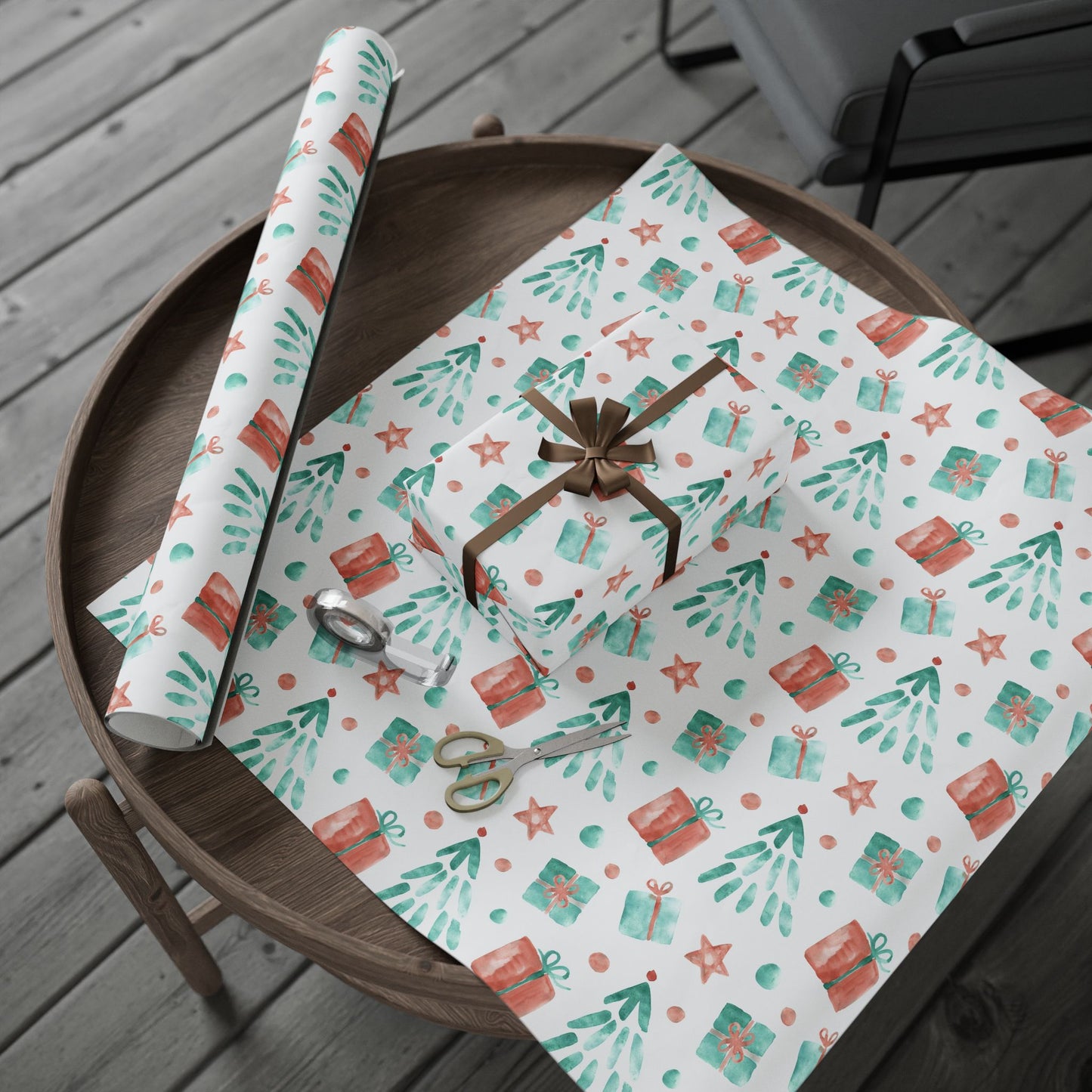 Christmas Gifts with Trees Wrapping Paper