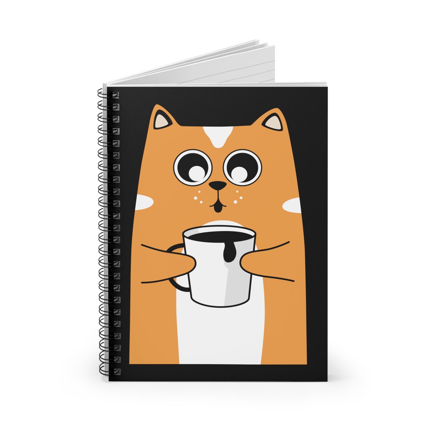 Coffee Cat Spiral Notebook - Ruled Line