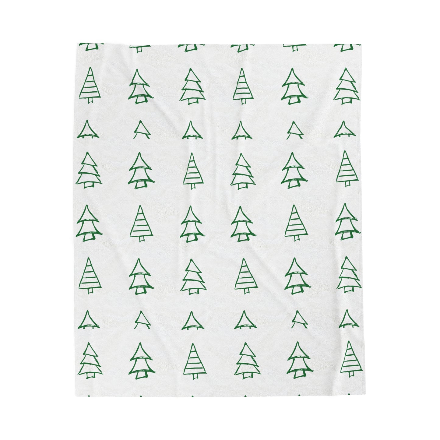 Green Christmas Trees Velveteen Plush Blanket