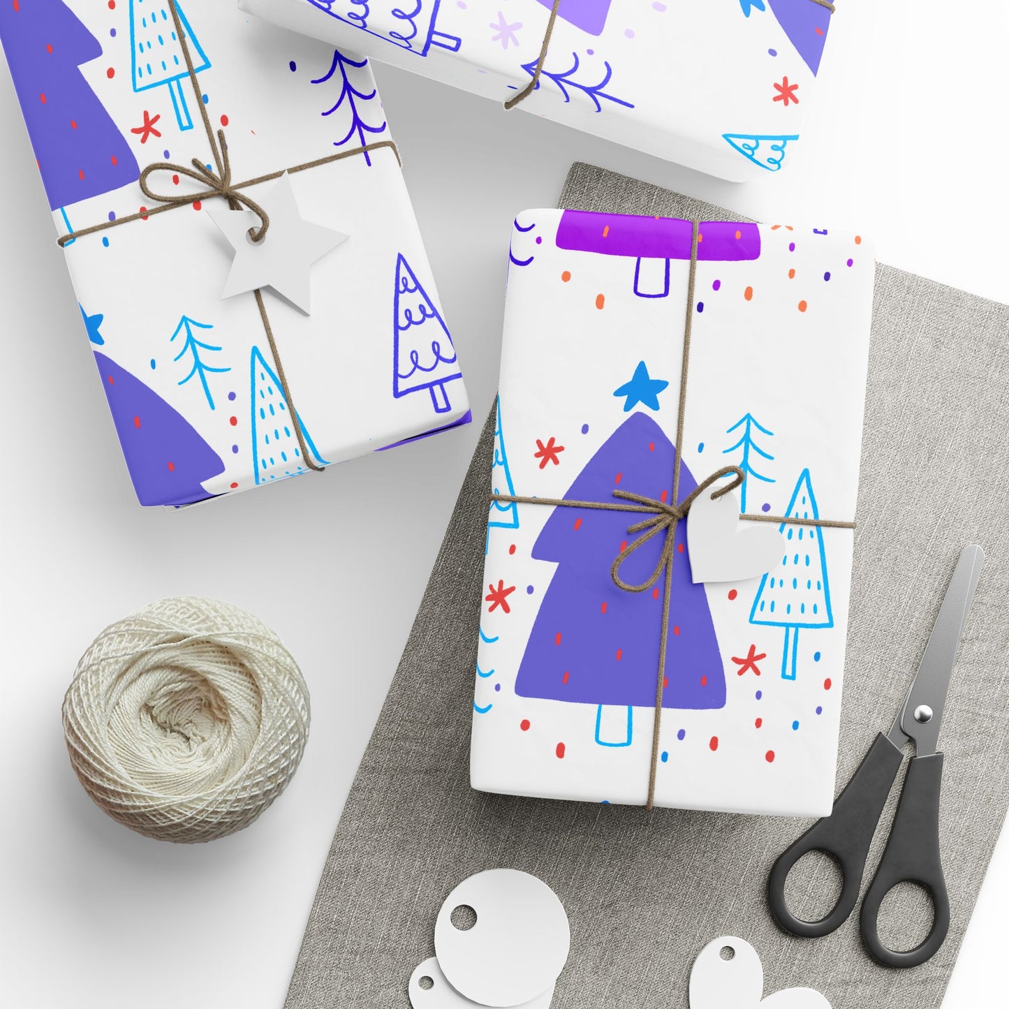 Christmas Trees Purple Themed Wrapping Paper