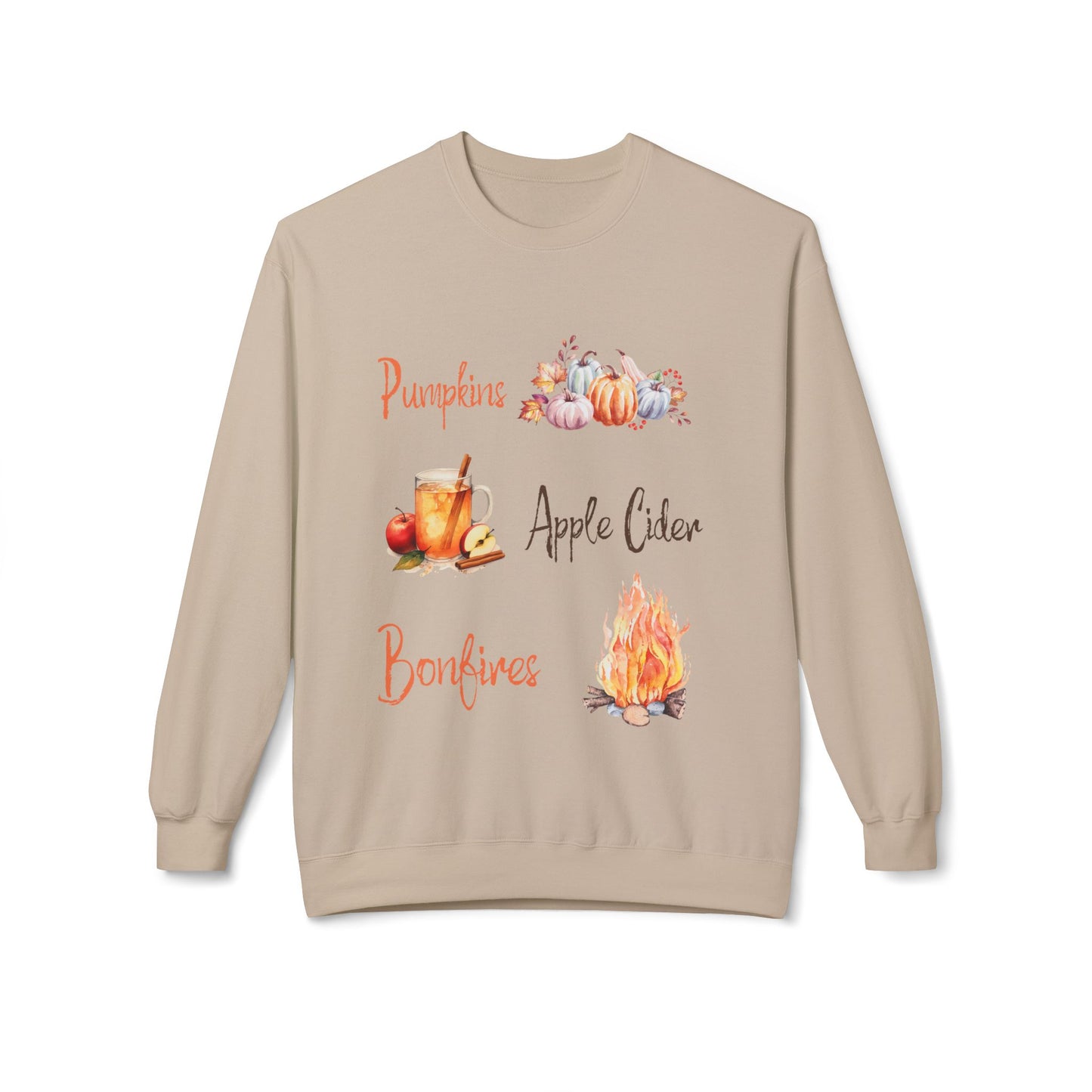 Pumpkins, Apple Cider, and Bonfires: Unisex Midweight Soft style Fleece Crewneck Sweatshirt