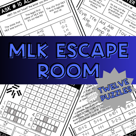 MLK Escape Room, 12 Puzzles, MLK Day