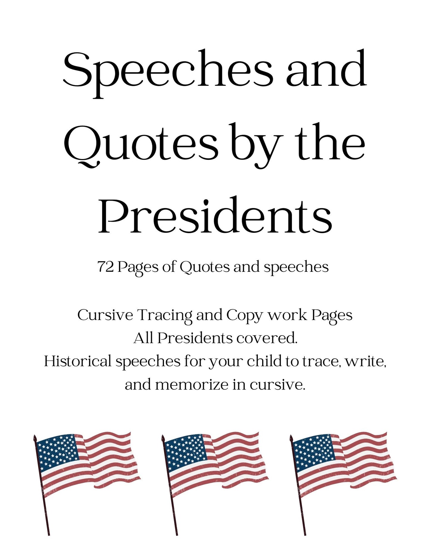 US President Quotes and Speeches Workbook for Upper Elementary to Middle School