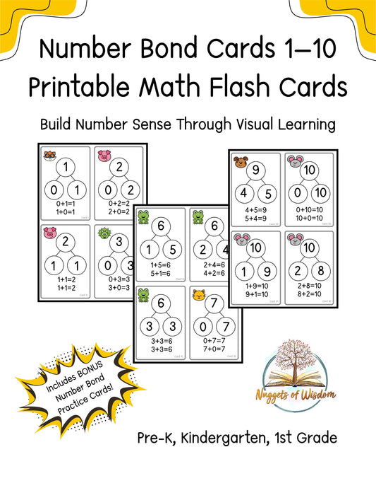 Number Bond Cards 1–10 | Printable Math Flash Cards