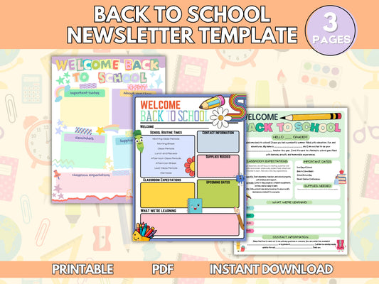 Back to School Newsletter Template: an EDITABLE Digital Template