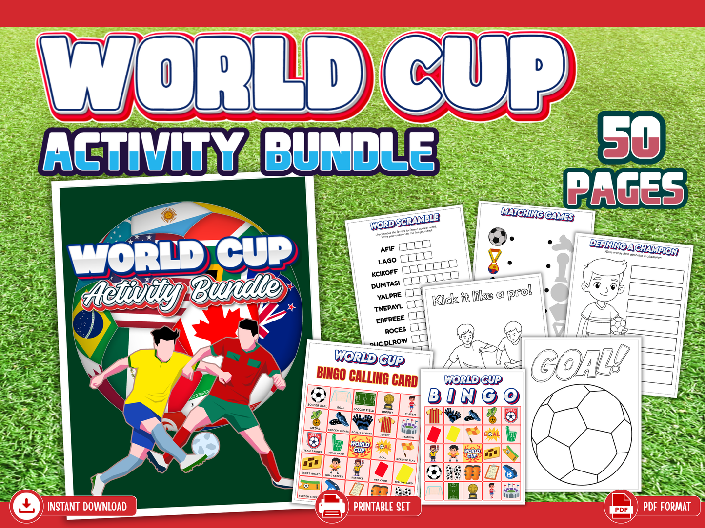 Soccer World Championship Activity Bundle for Kids