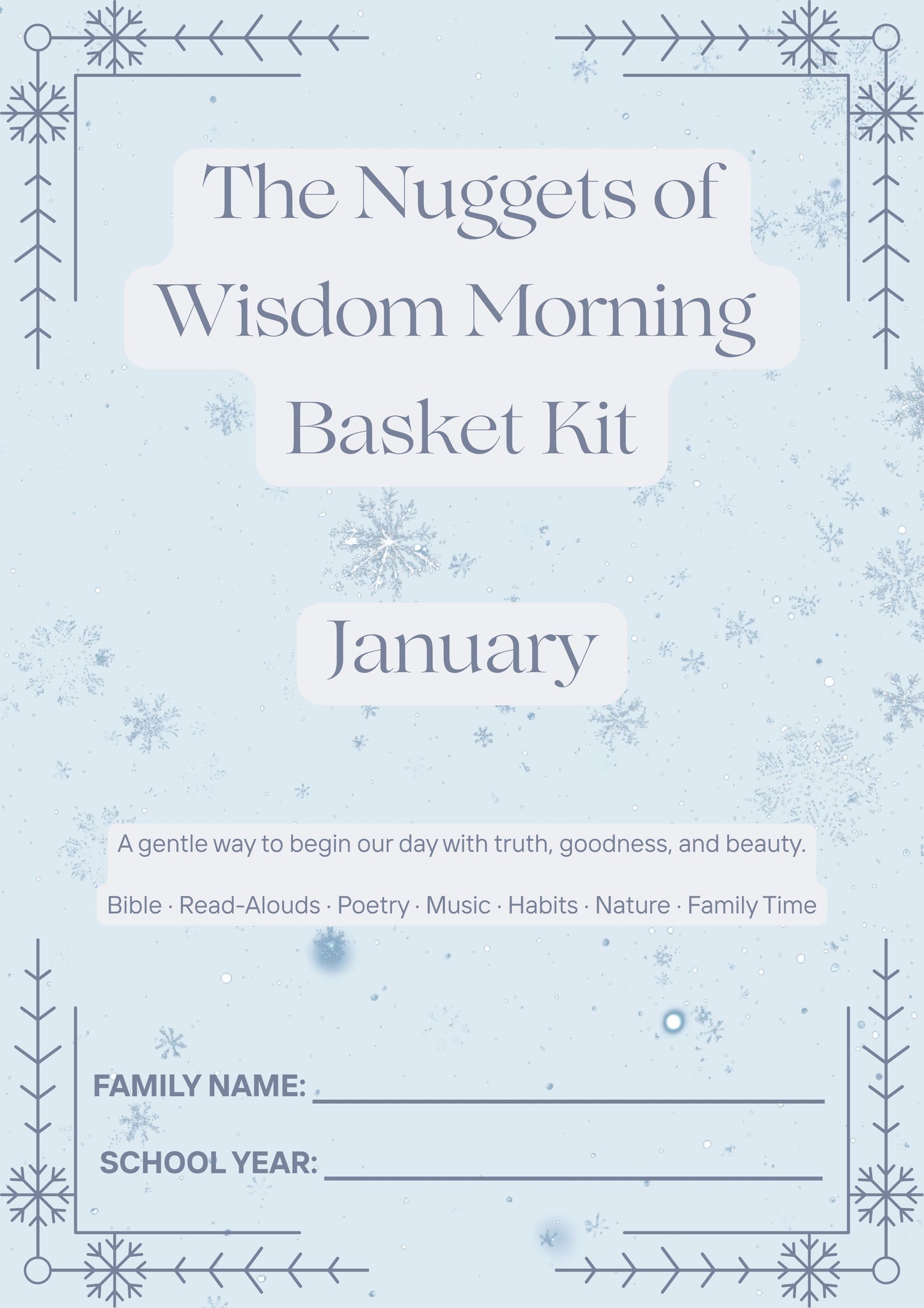 Morning Basket Planning Kit – 12 Pages for Bible, Read-Alouds, Beauty Loop & Family Reflection