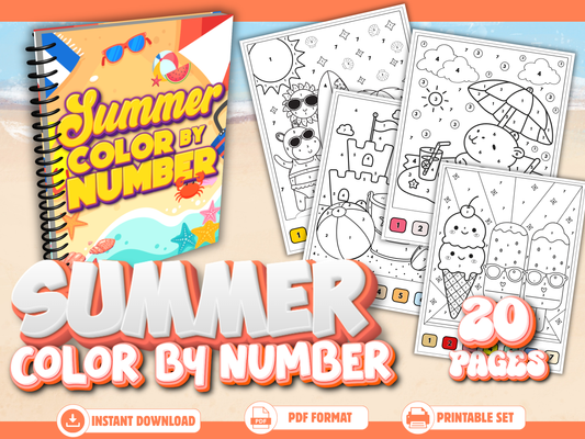 Summer Color by Number Worksheets Printable