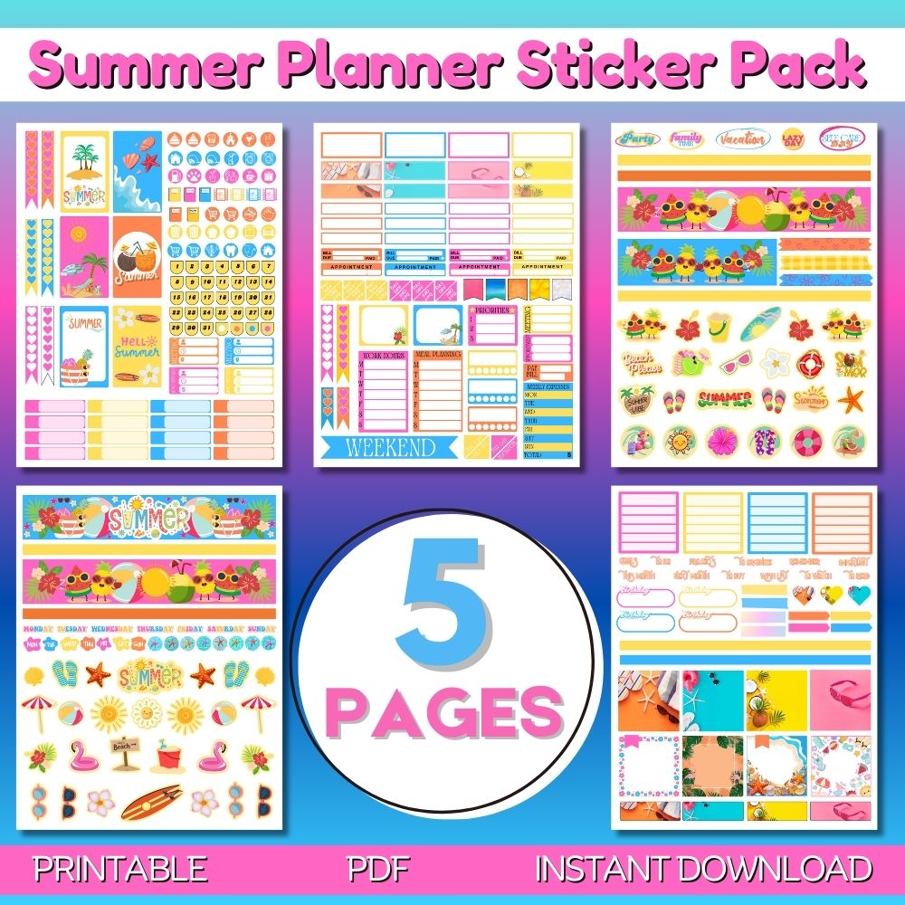 Summer Stickers!  5 Pages