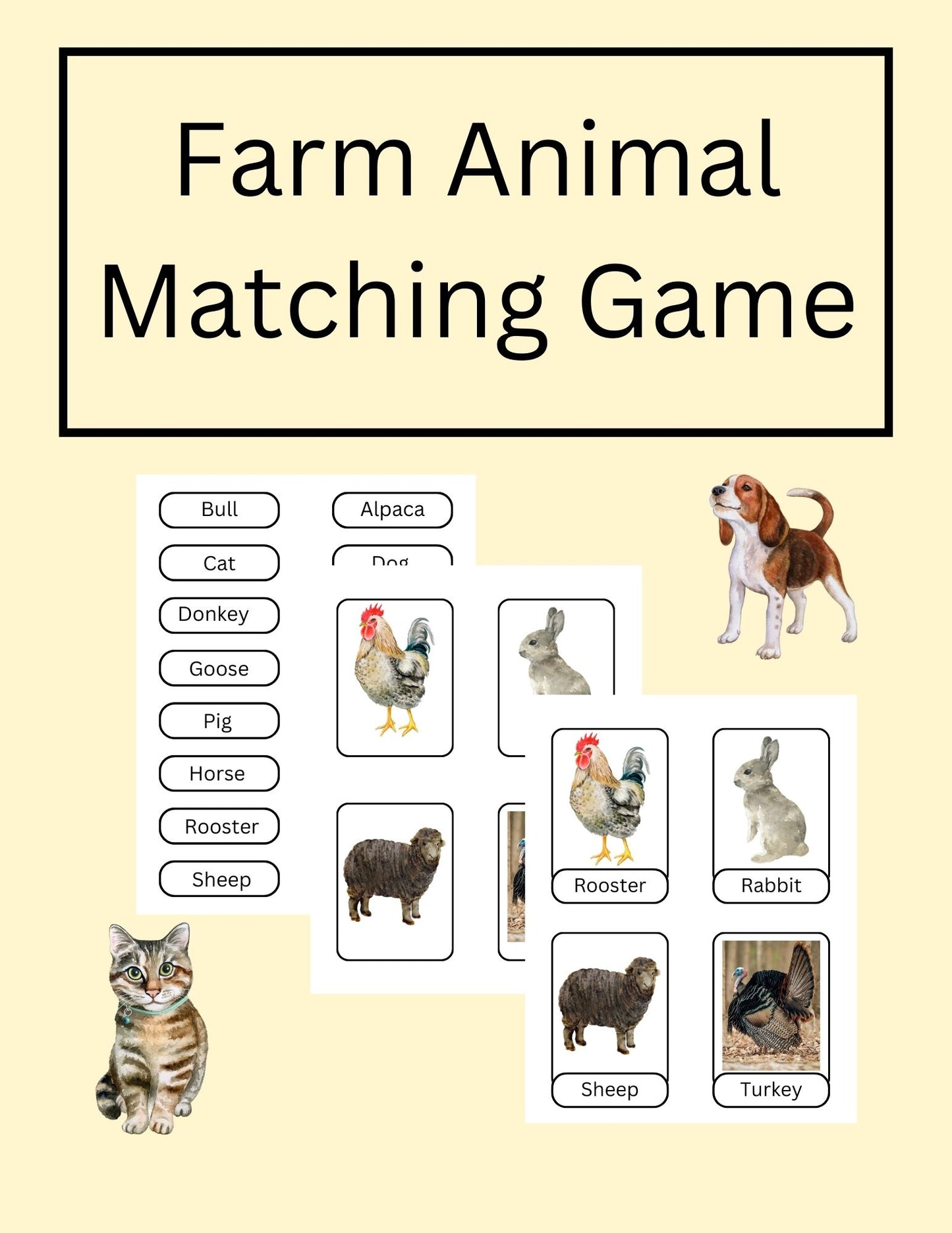 Farm Animal Matching Game