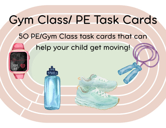 50 Physical Education Task Cards for Kids – Homeschool PE Activities, Movement Breaks & Indoor Fitness Games | With Challenge Levels for Advanced Movers