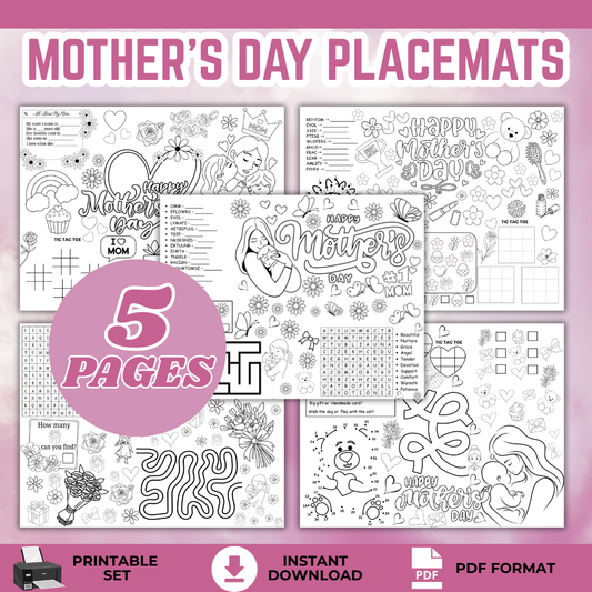 Mother’s Day Activity Placemats | Printable Kids Coloring Pages & Games