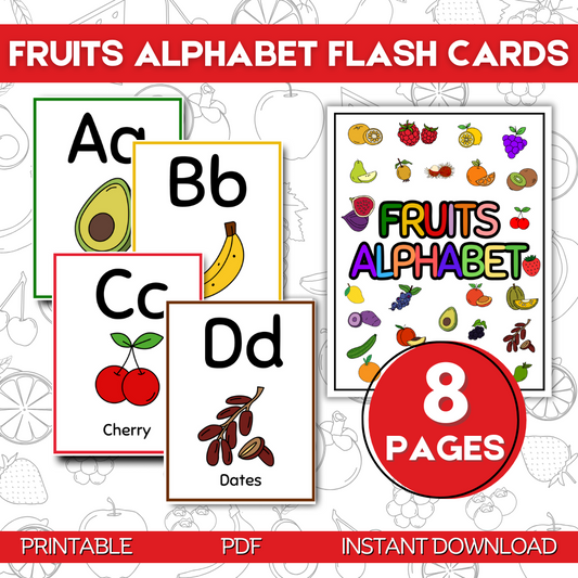 Fruits Alphabet Flash Cards