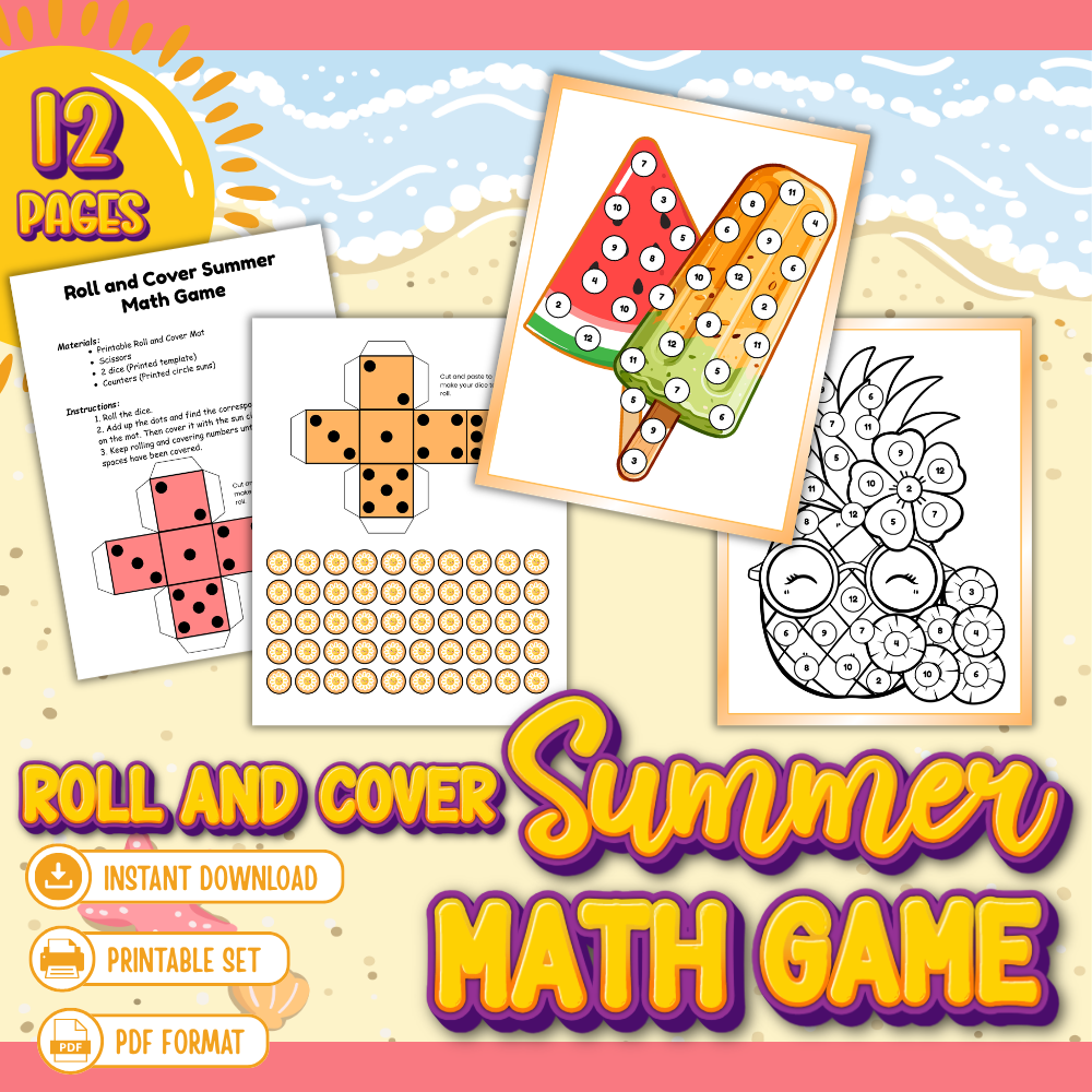 Roll and Cover Summer Math Game Printable
