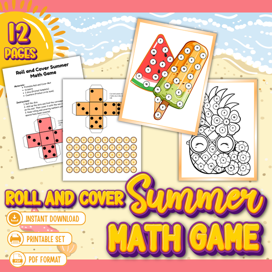 Roll and Cover Summer Math Game Printable