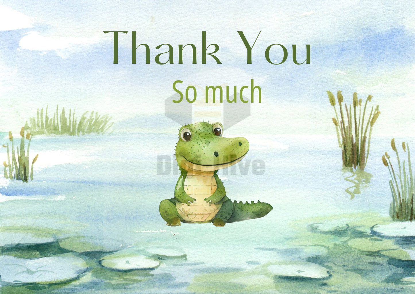 Look Who's Turning One: Alligator Thank You Card Editable Template Link