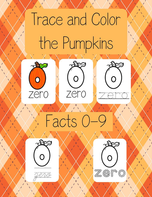 Trace, Count, and Color the Pumpkin and Numbers