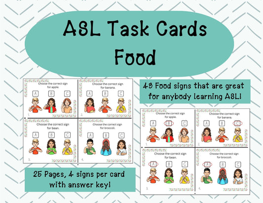 ASL Task Cards: Food