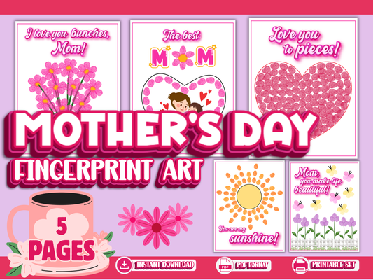 Mother’s Day Fingerprint Art Printable Craft | Mom Keepsake Handprint & Fingerprint Activity