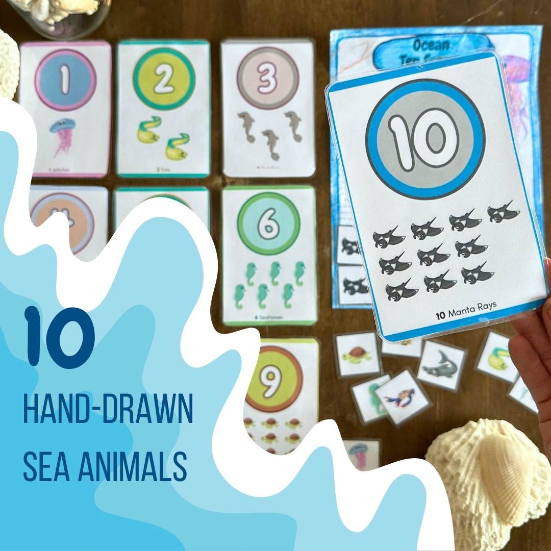 Ocean Number Flashcards With Ten Frame Activity- Digital Product