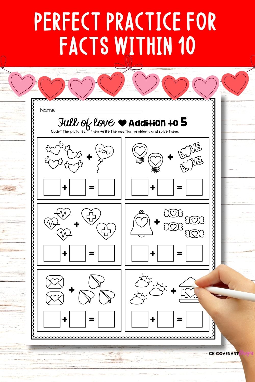 Valentine's Addition and Subtraction within 10