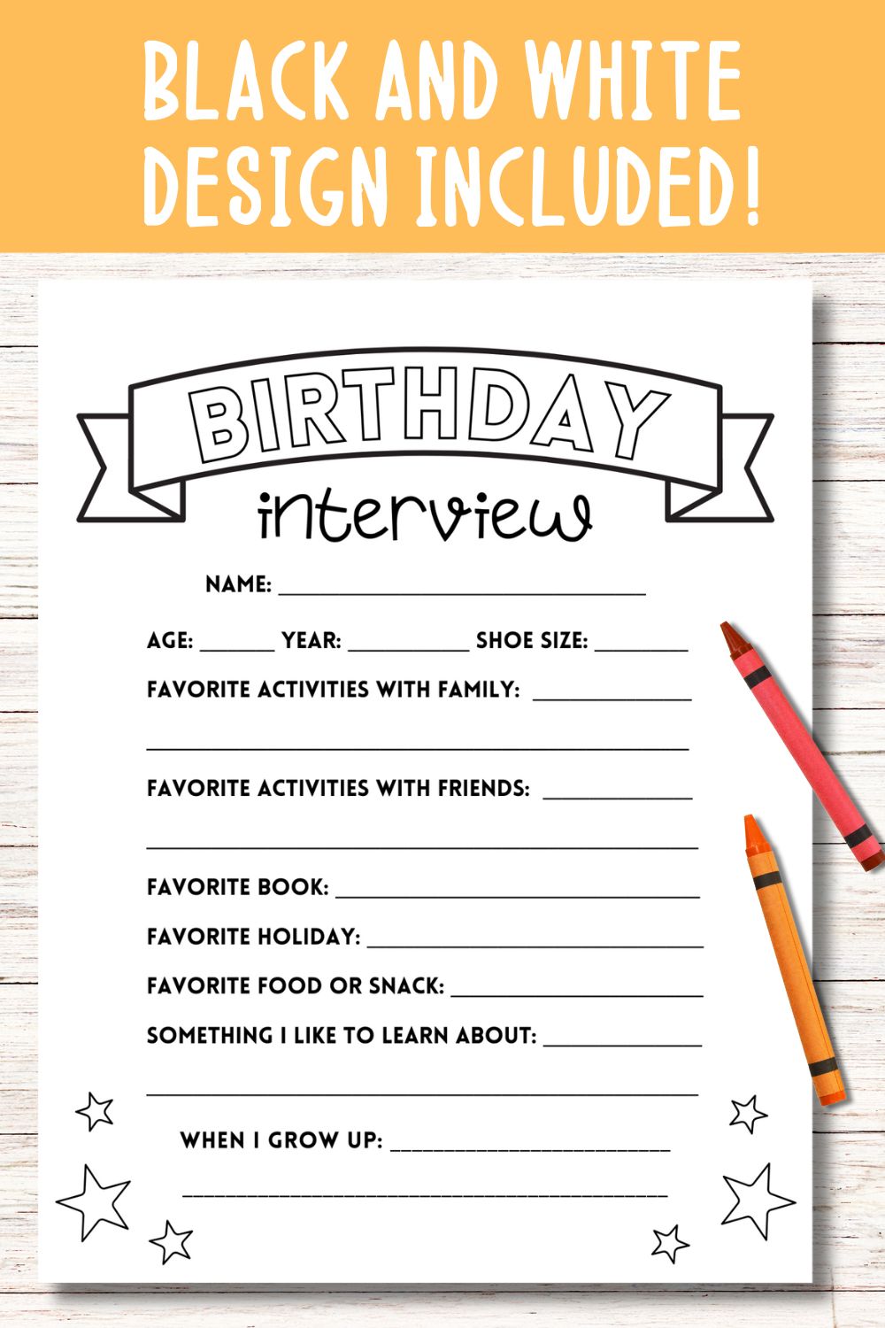 Printable Birthday Interview for Kids: Bold Colors!