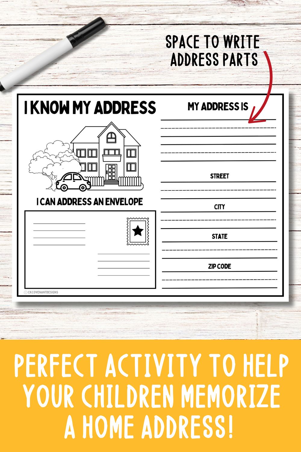 Home Address Practice Worksheet for Children