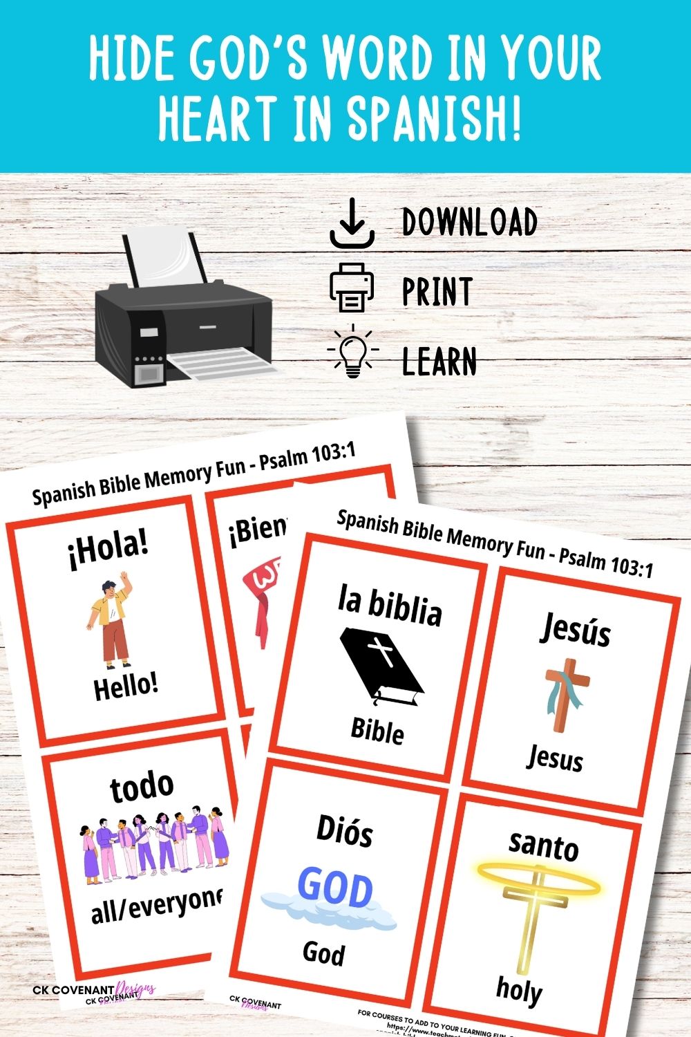 Spanish Bible Memory Fun Set -  Psalms 103:1