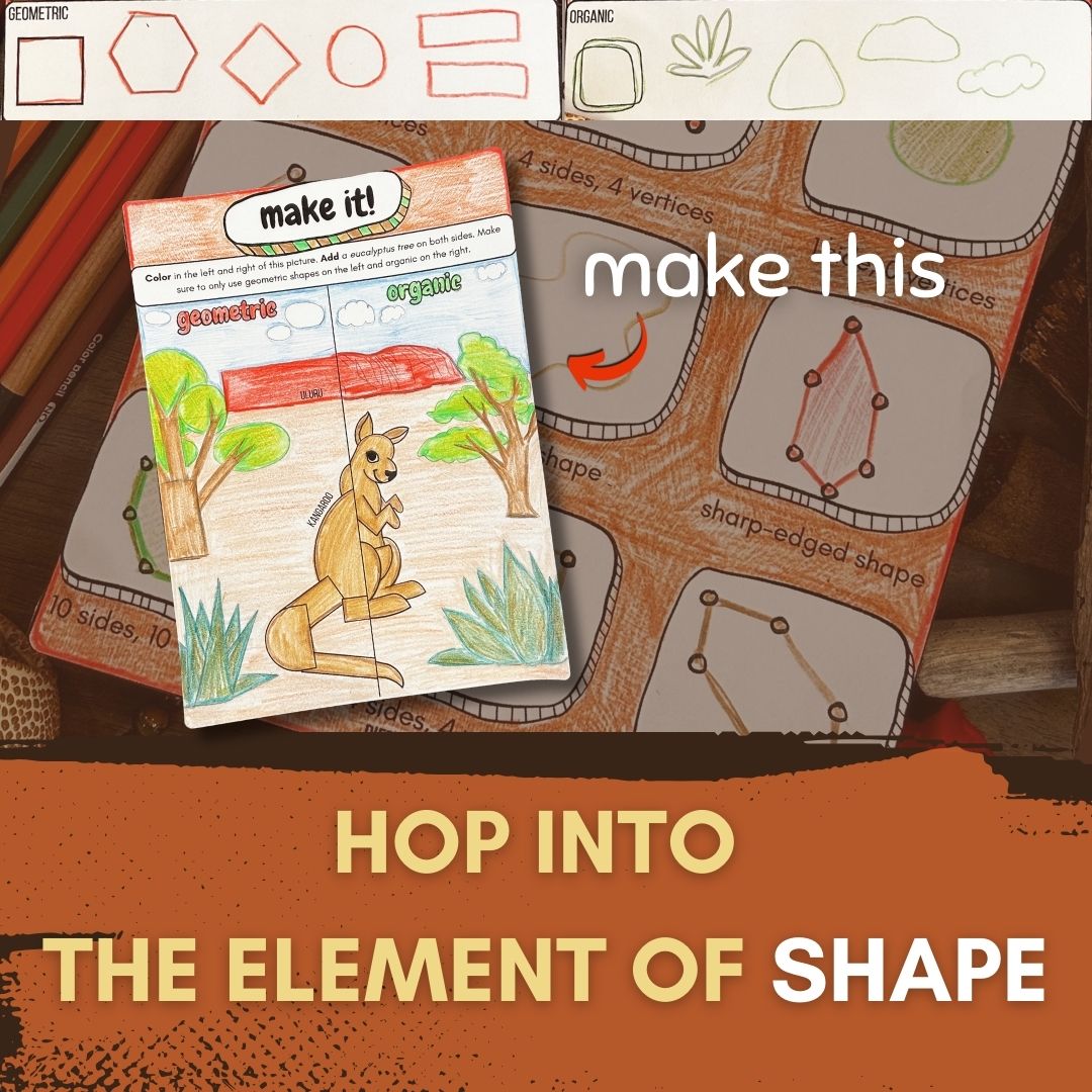 Kangaroo Art Journal: 7 Art Activities to Teach Element of Shape with Writing