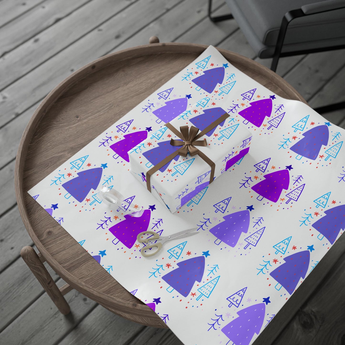 Christmas Trees Purple Themed Wrapping Paper