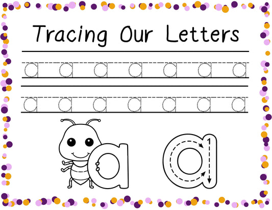 Lowercase Alphabet Letter Tracing Pages | a-z Handwriting Practice