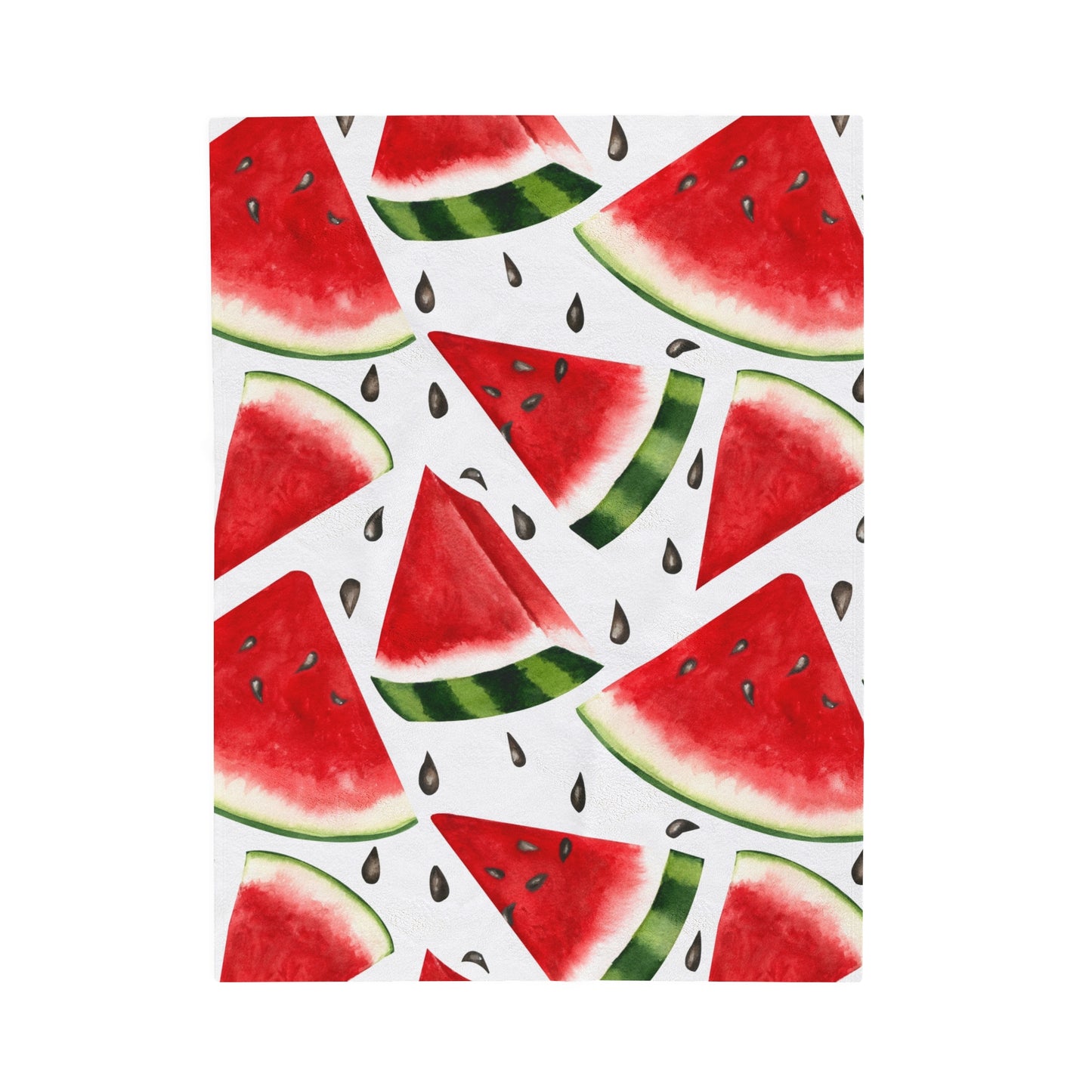 Watercolor Watermelons Velveteen Plush Blanket