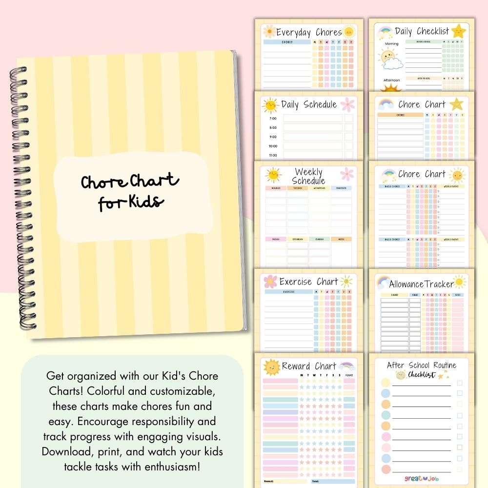 Happy Rainbow Kid's Chore Chart with Calendar