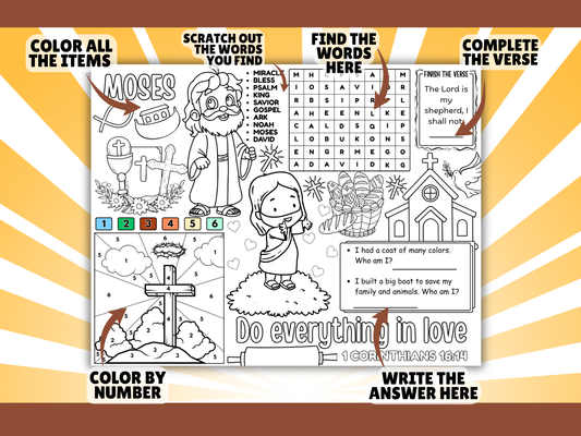 Bible Activity Placemats for Kids Printable