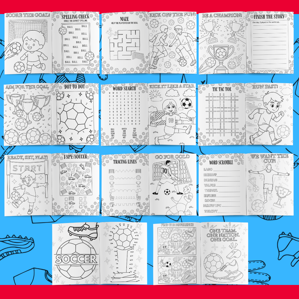 Soccer World Championship Activity Booklet for Kids Printable