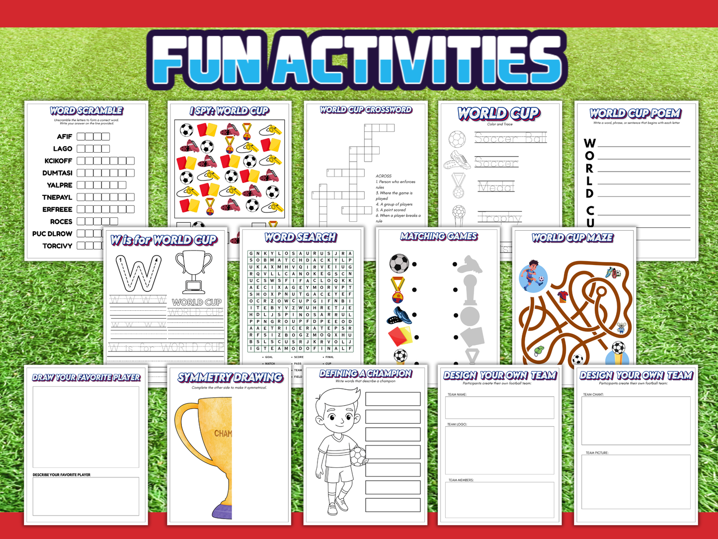 Soccer World Championship Activity Bundle for Kids