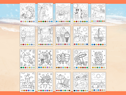 Summer Color by Number Worksheets Printable
