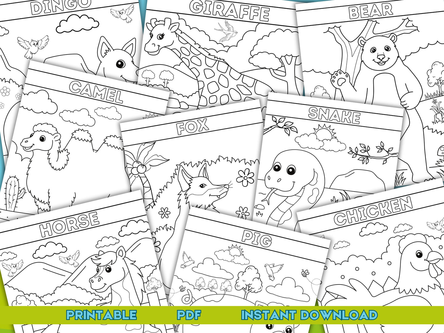 Land Animals Coloring Pages: 25 Pages