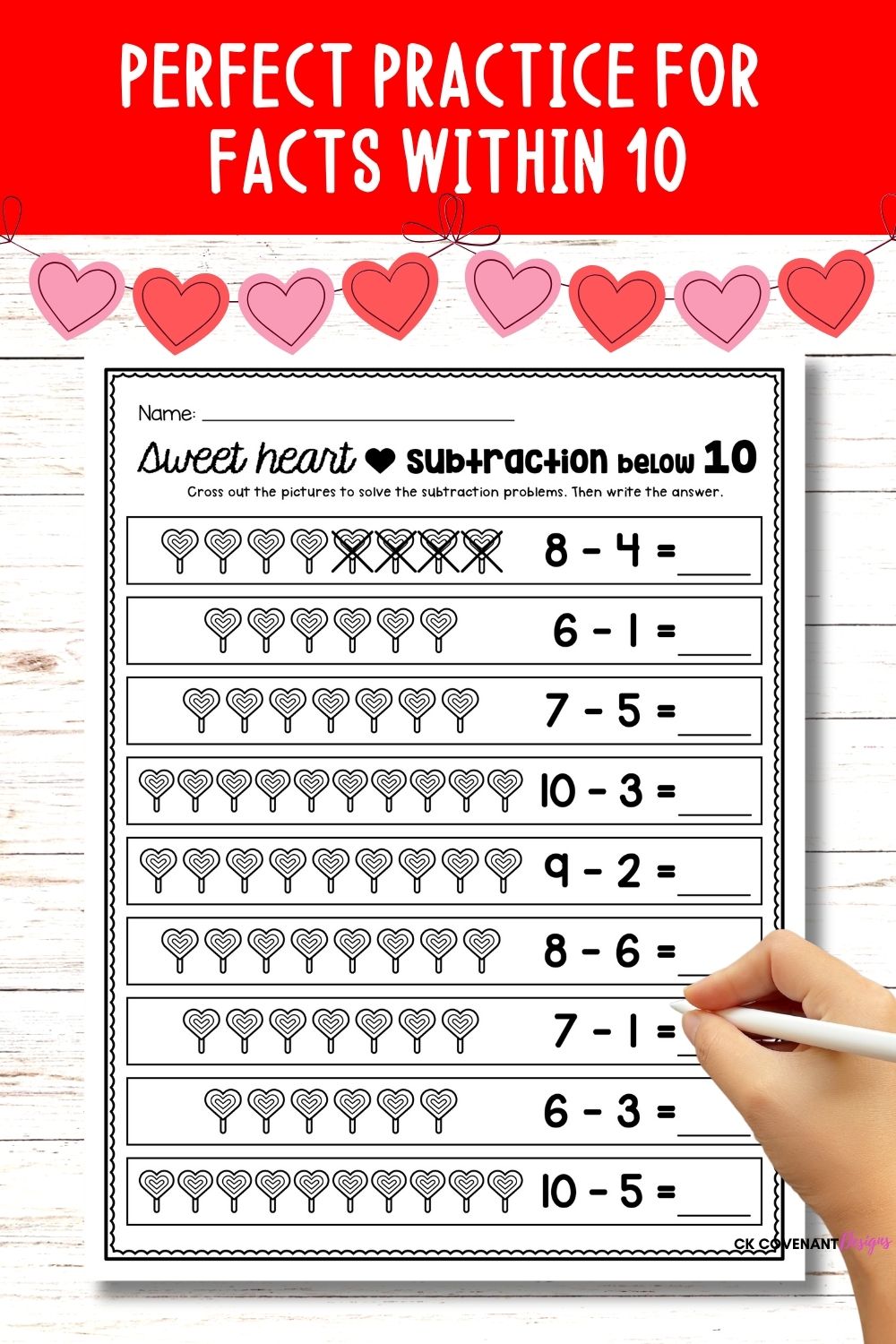 Valentine's Addition and Subtraction within 10