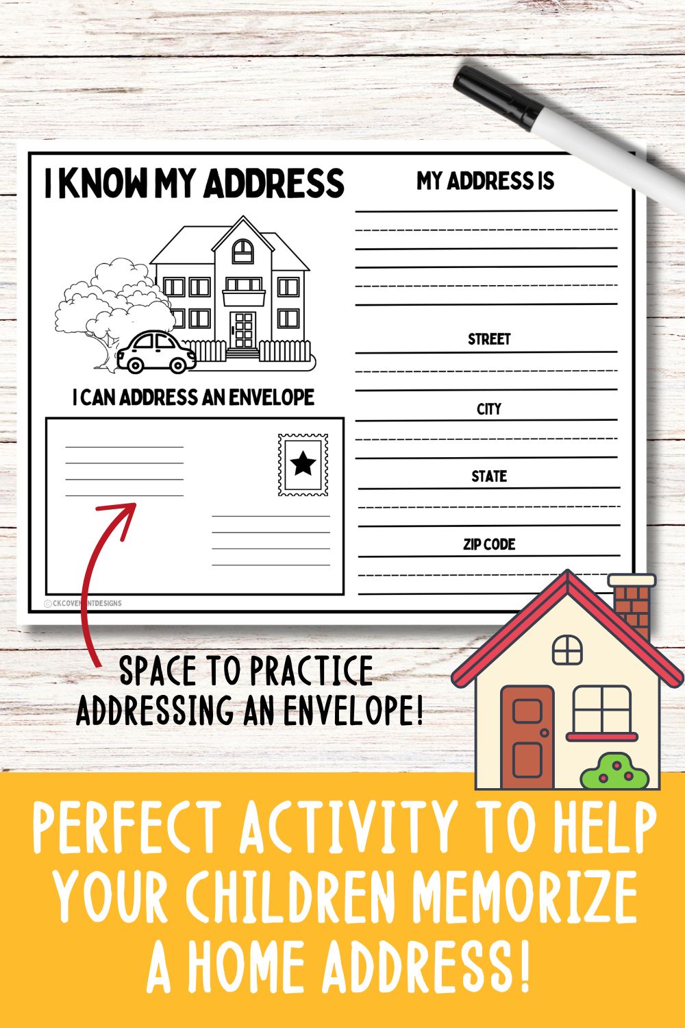 Home Address Practice Worksheet for Children