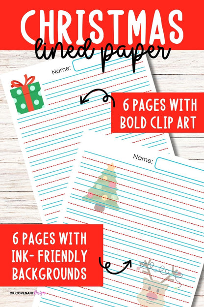 Christmas Lined Writing Paper (Colored Set)