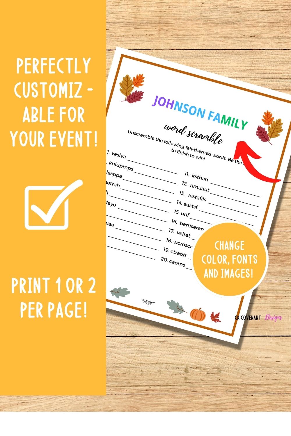 Autumn Fun Printable and Editable Game Bundle