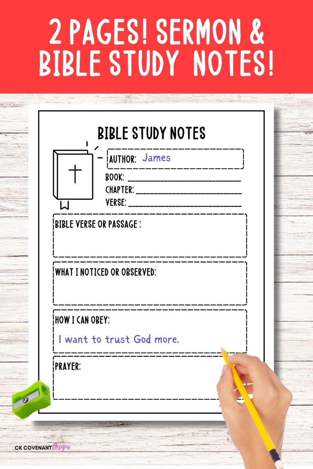 2 Page Sermon and Bible Study Note Templates for Children