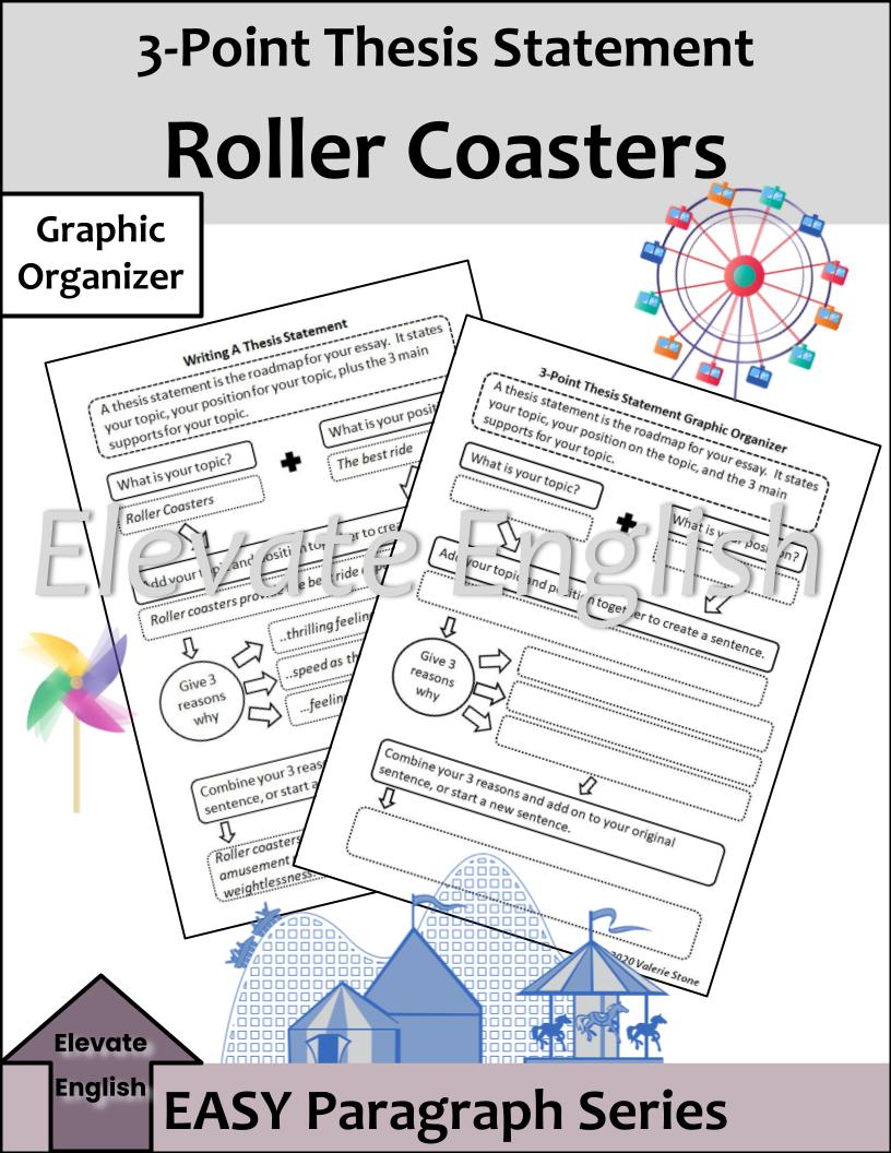 3-Point Thesis Statement Graphic Organizer: Roller Coasters