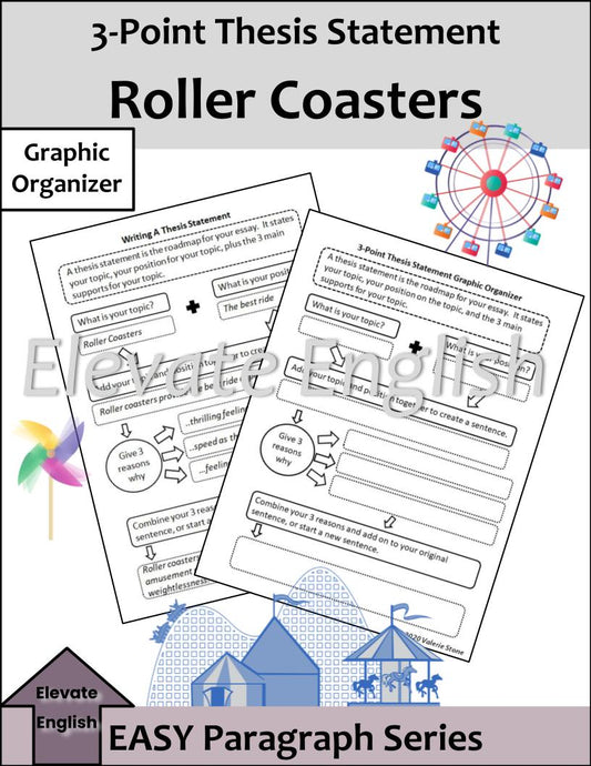 3-Point Thesis Statement Graphic Organizer: Roller Coasters