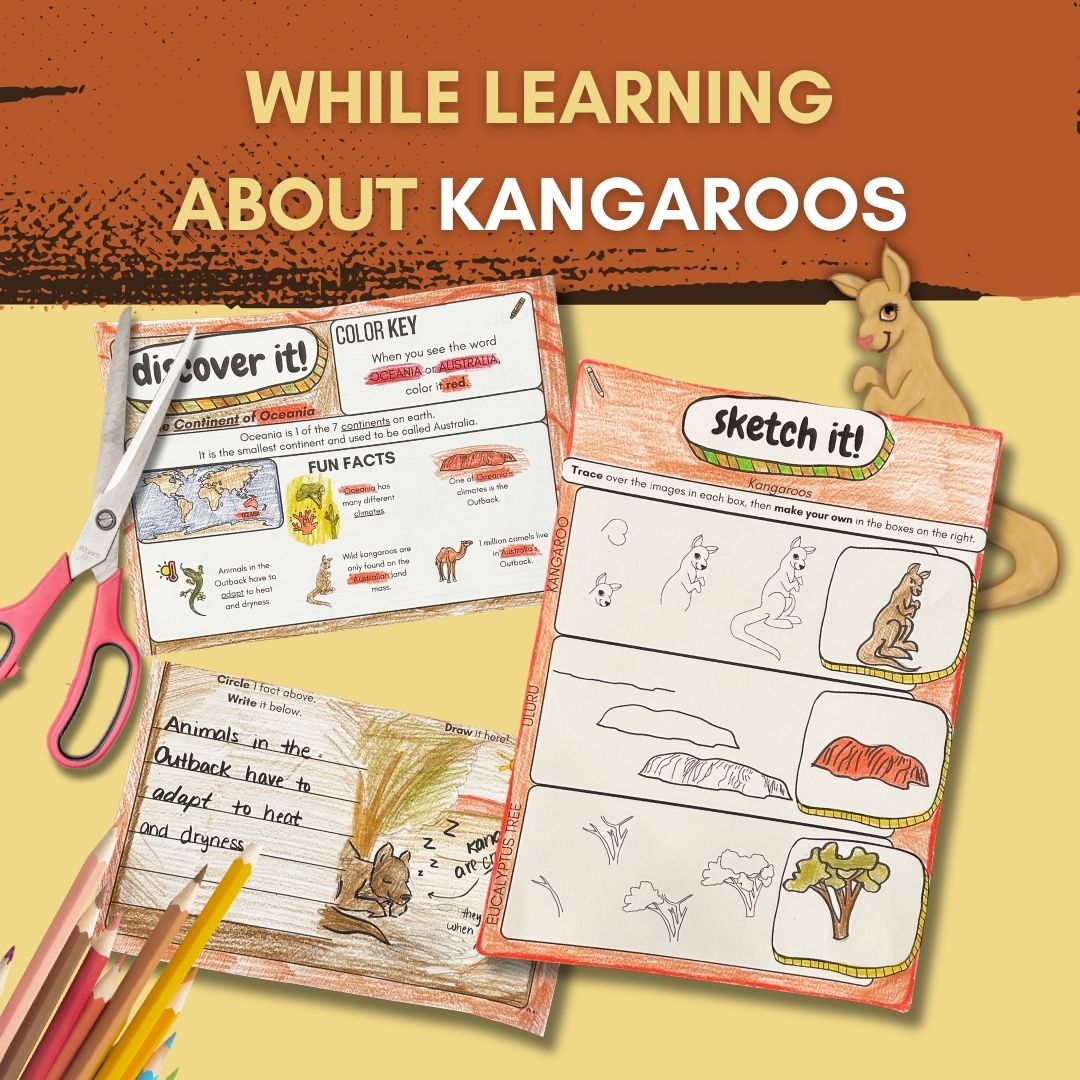 Kangaroo Art Journal: 7 Art Activities to Teach Element of Shape with Writing