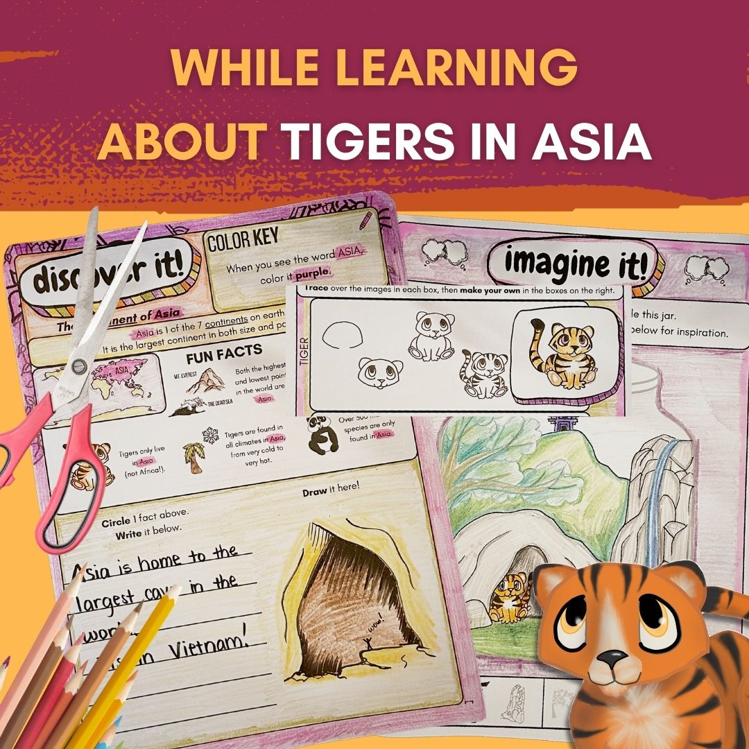 Tiger Art Journal: 7 Art Activities to Teach Element of Form with Writing