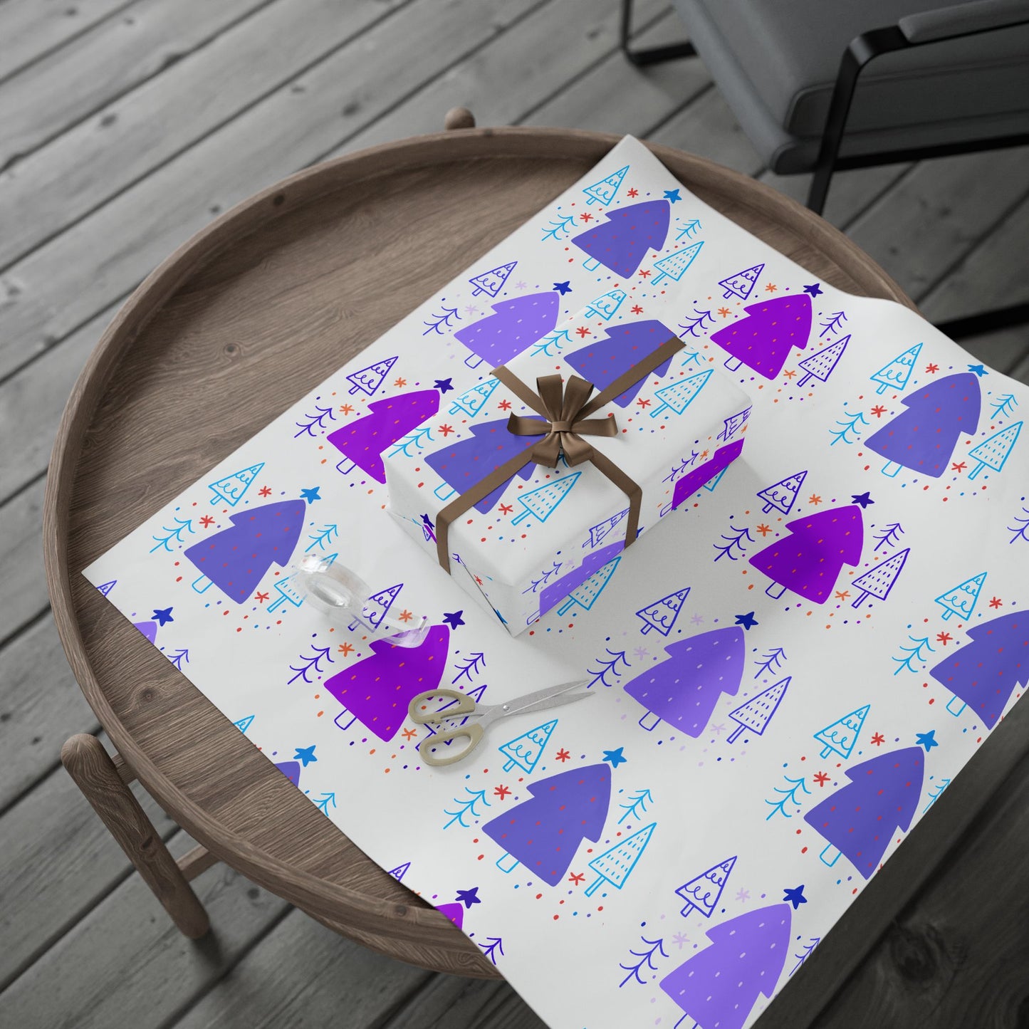 Christmas Trees Purple Themed Wrapping Paper